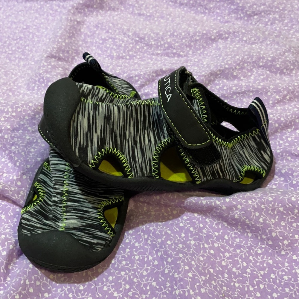 Nautical black and white sandals